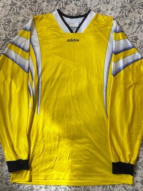 adidas vintage yellow soccer jersey